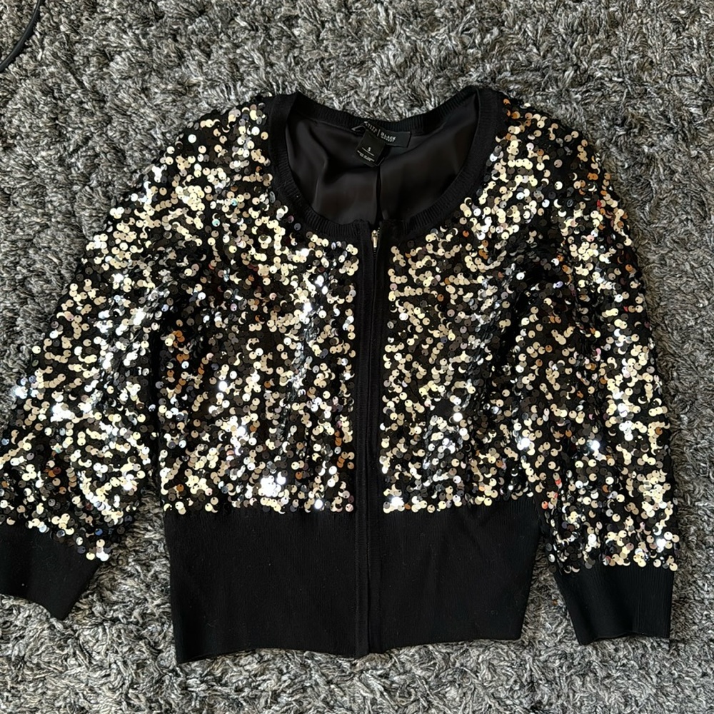 white house black market womens sparkly zip up